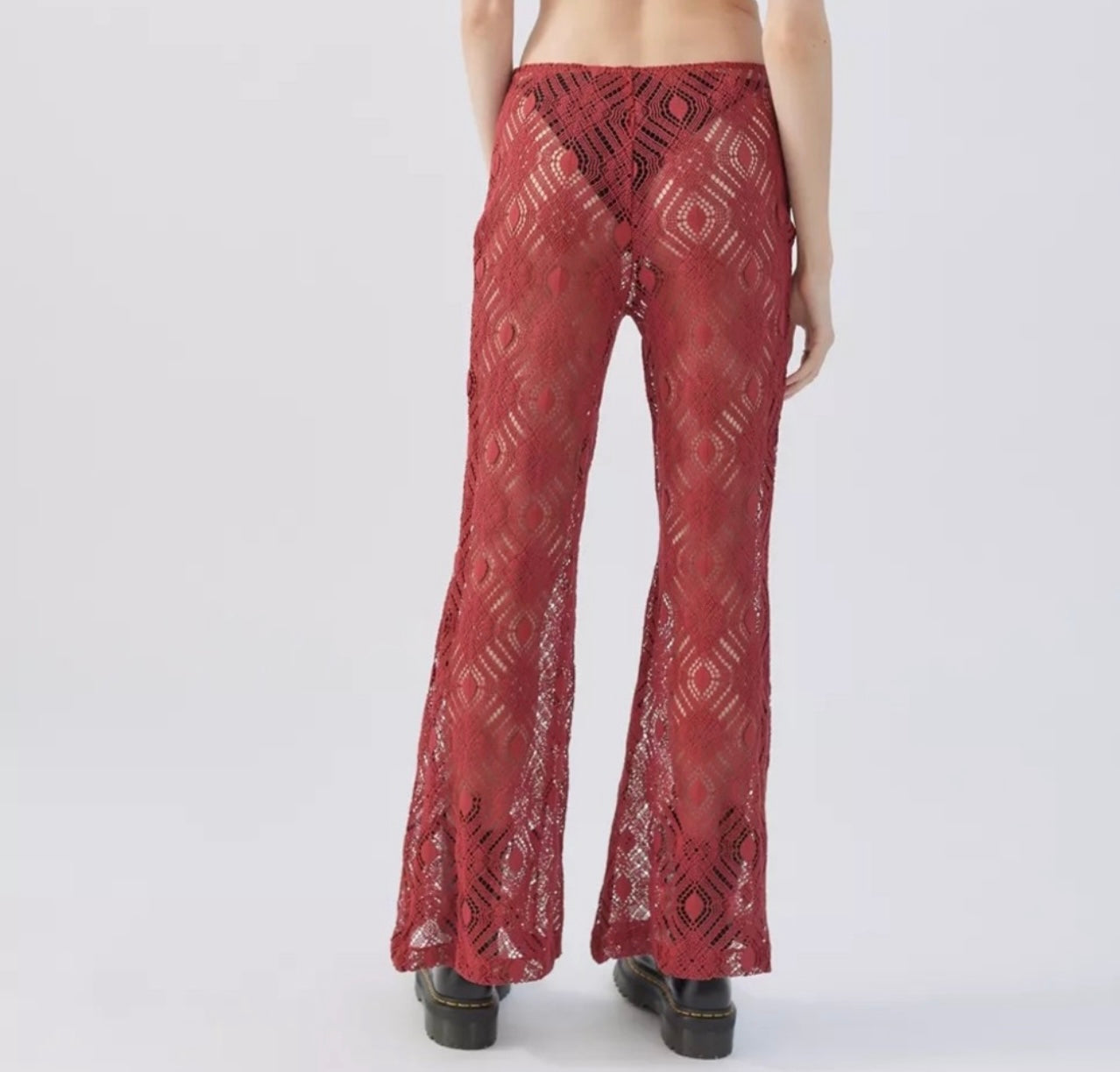 Urban Outfitters Red Lace Flare Pants - 6