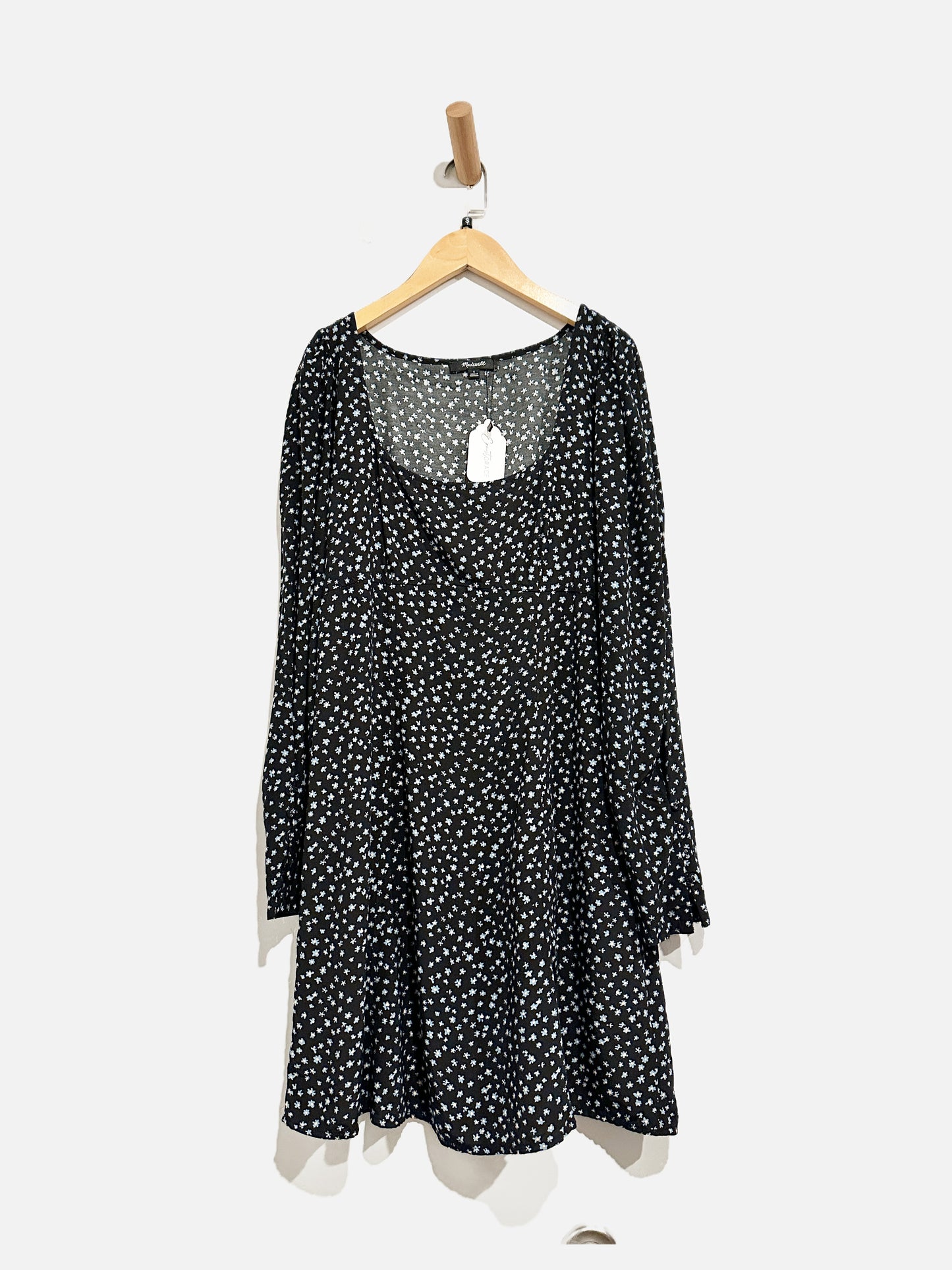 Madewell Black Floral LS Mini Dress - 6