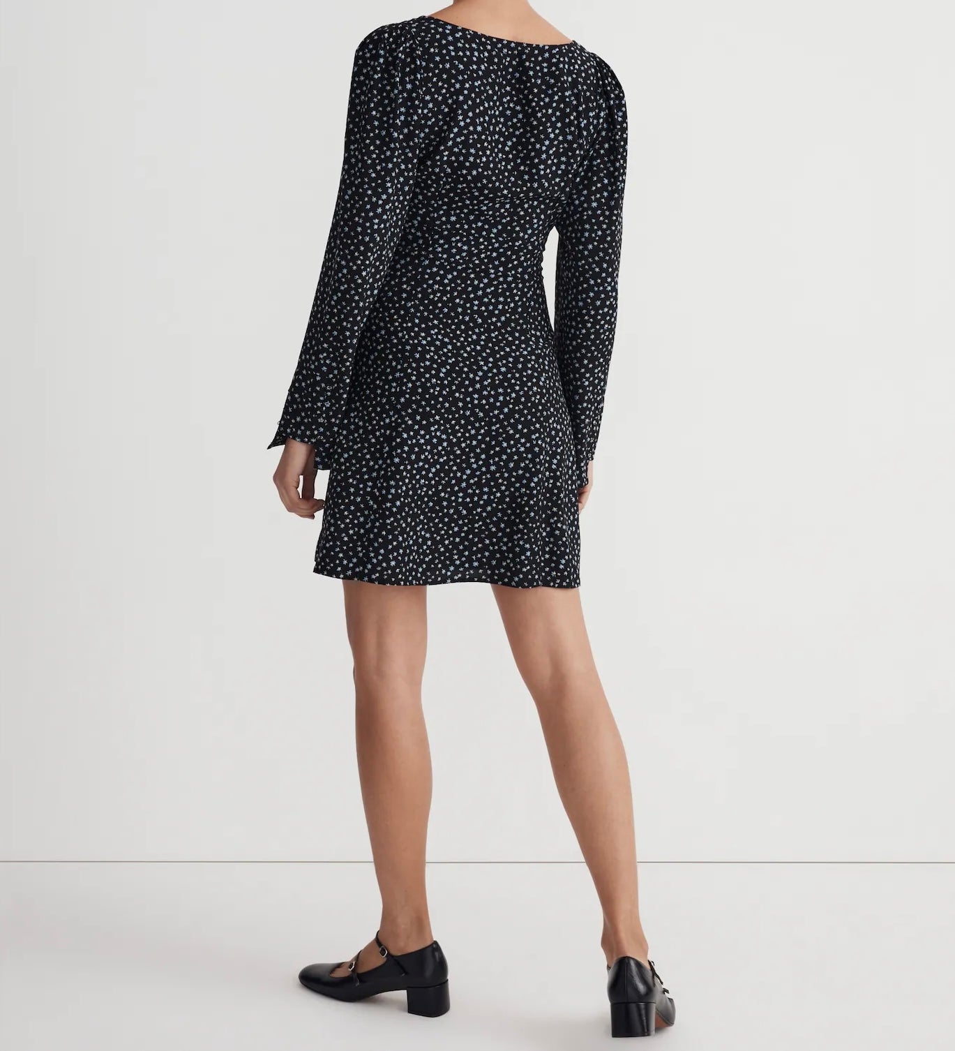Madewell Black Floral LS Mini Dress - 6