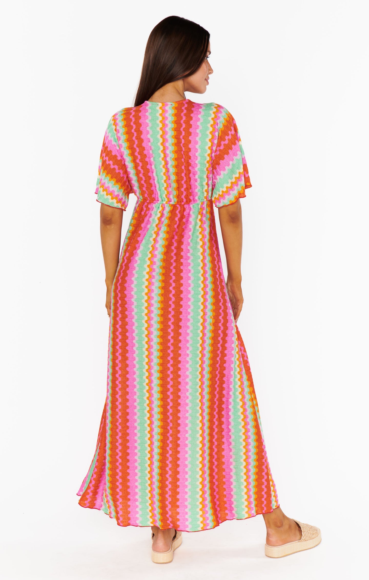 Show Me Your Mumu Colorful Tie Front Maxi Dress - Medium