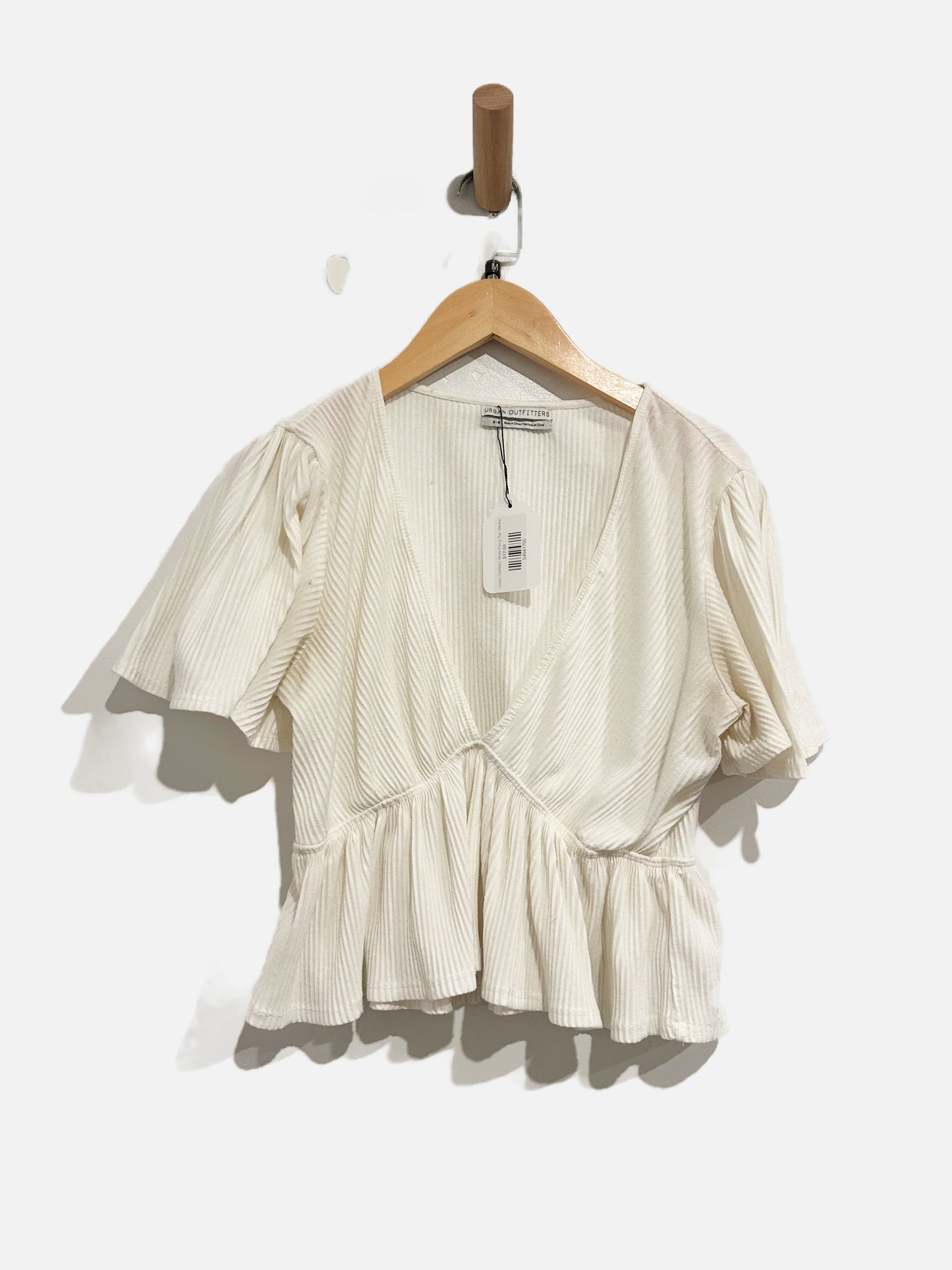 Urban Outfitters Rory Ribbed Plunging Babydoll Top- Medium