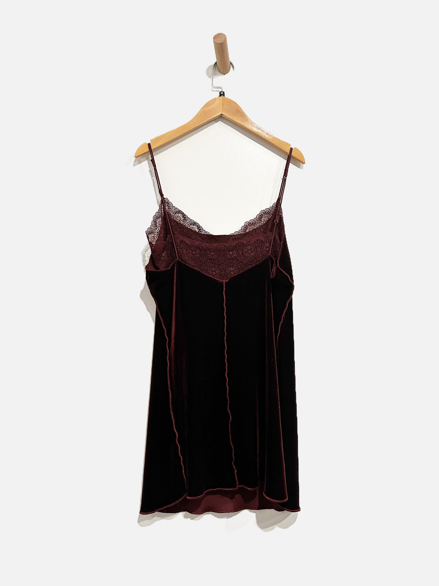 Free People Maroon Velvet Slip Dress - Medium