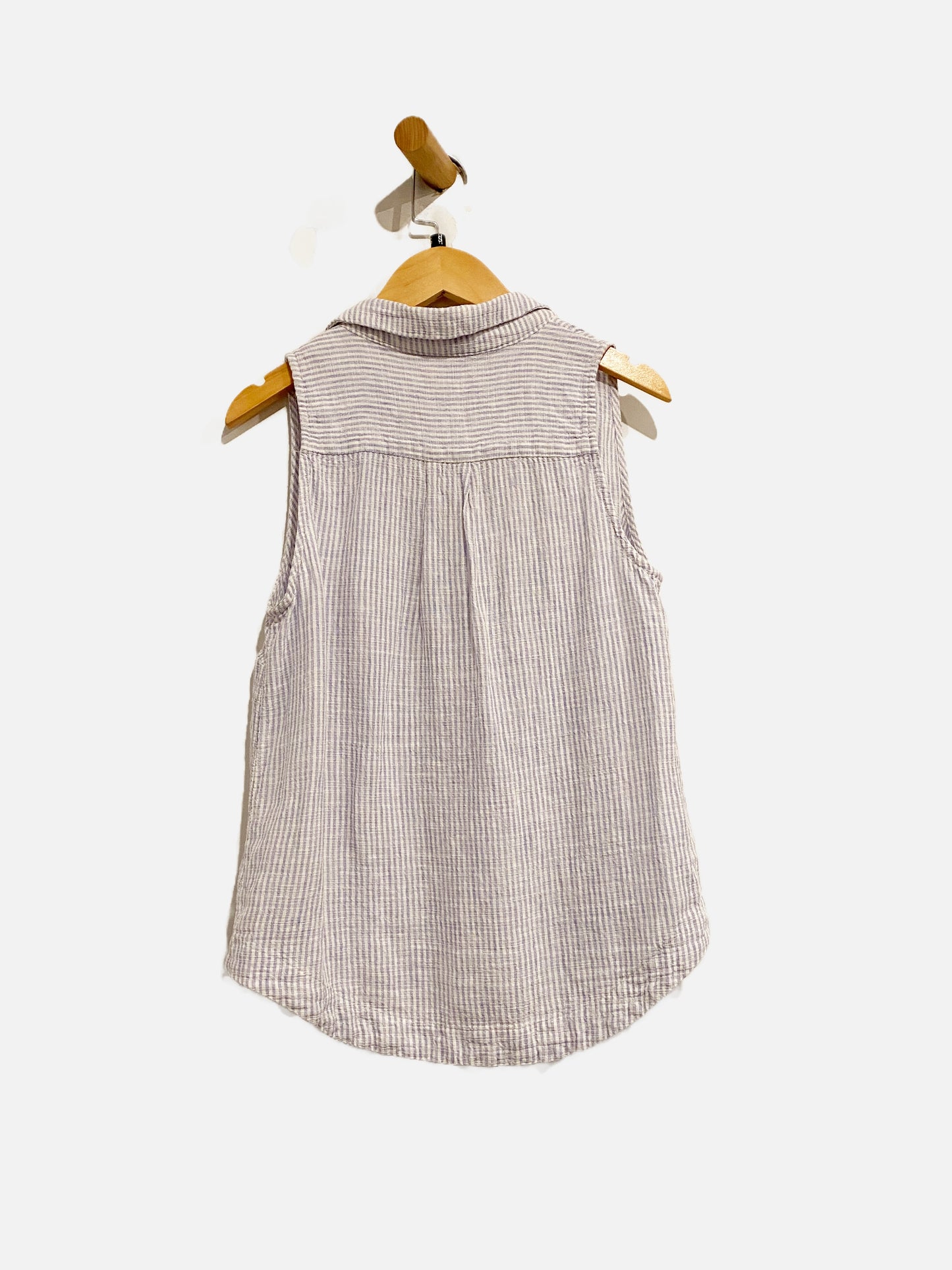 Anthropologie Maeve Blue and White Stripe Button Down Tank - 4