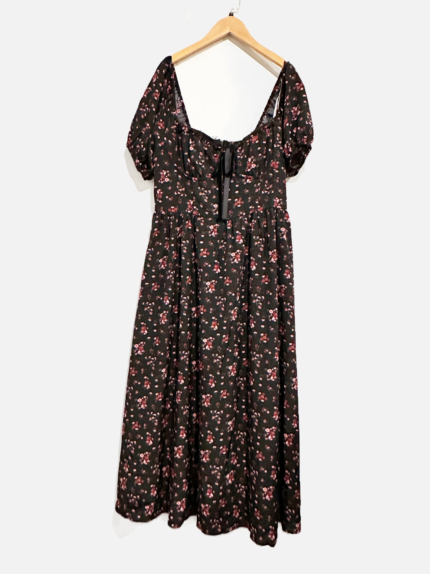 Lulus Black w/Red Floral Maxi Dress - XL