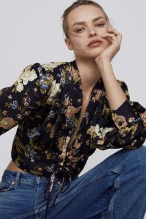 Zara Black Floral Blouse - Medium