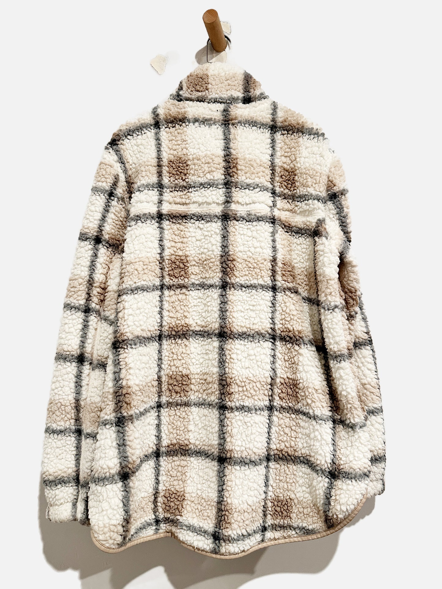 Abercrombie & Fitch Plaid Sherpa Quarter Zip - XL