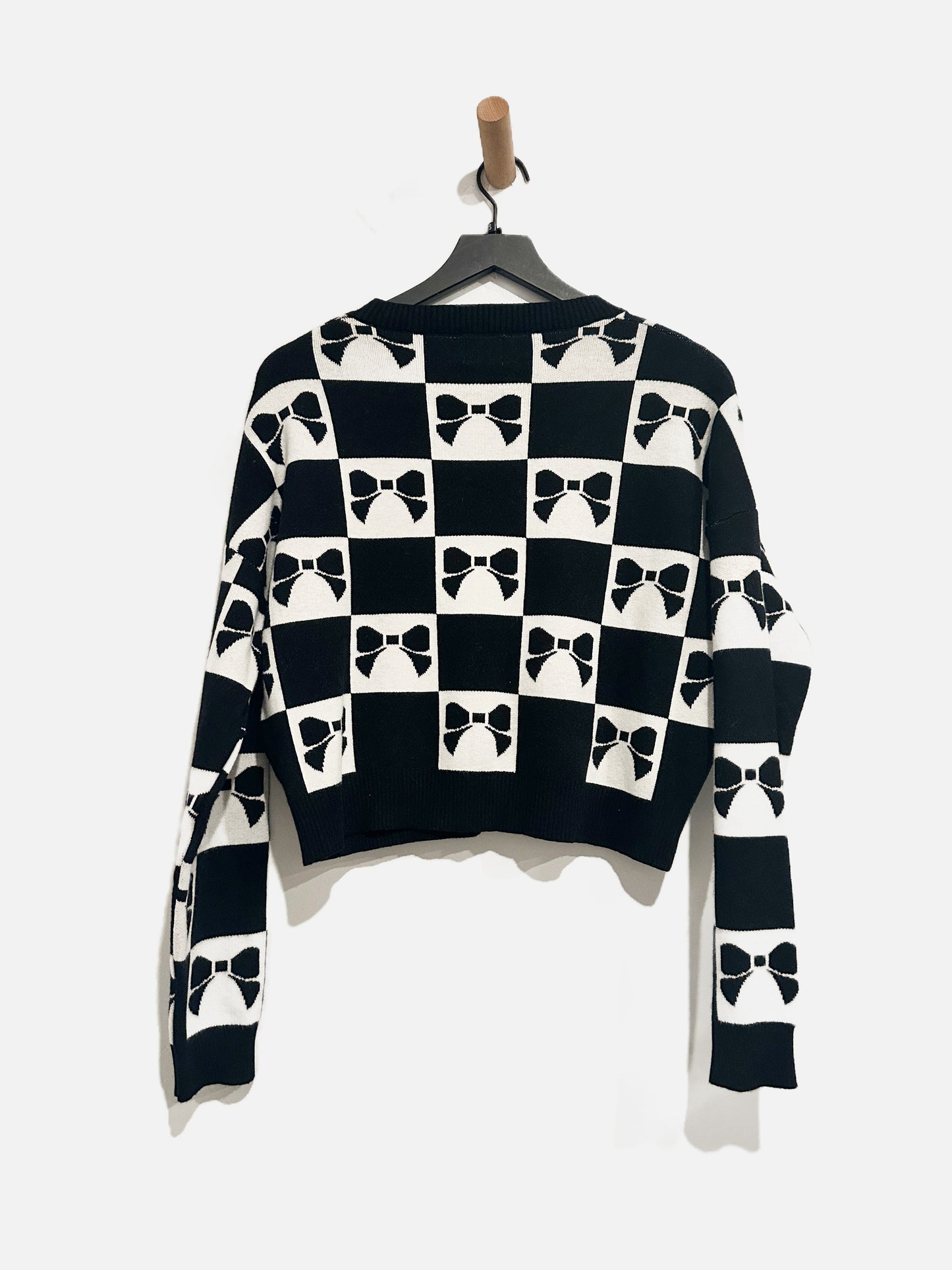 Luna Ivy Black and White Bow Sweater - XS