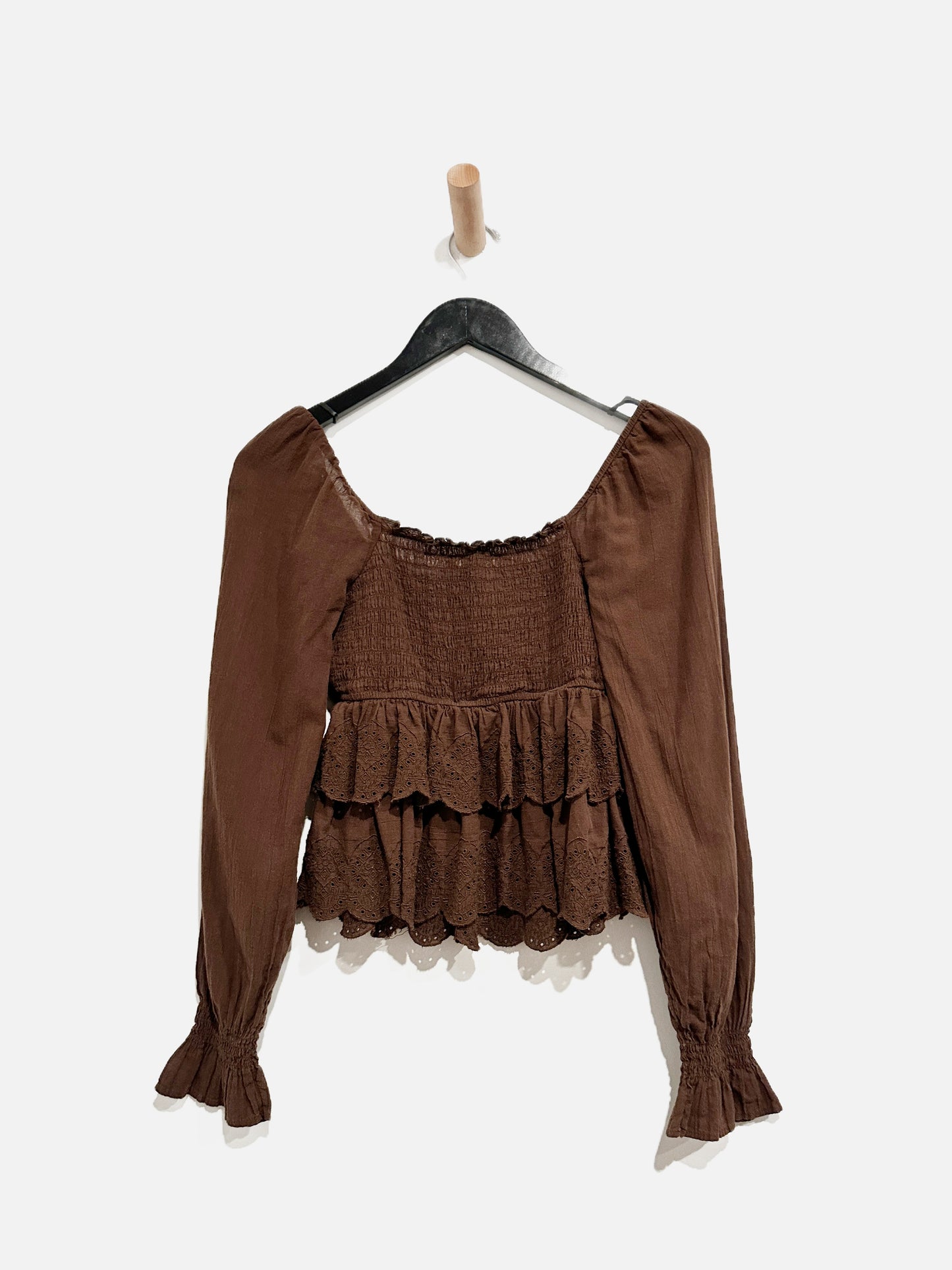 American Eagle Brown Smocked Blouse - XS