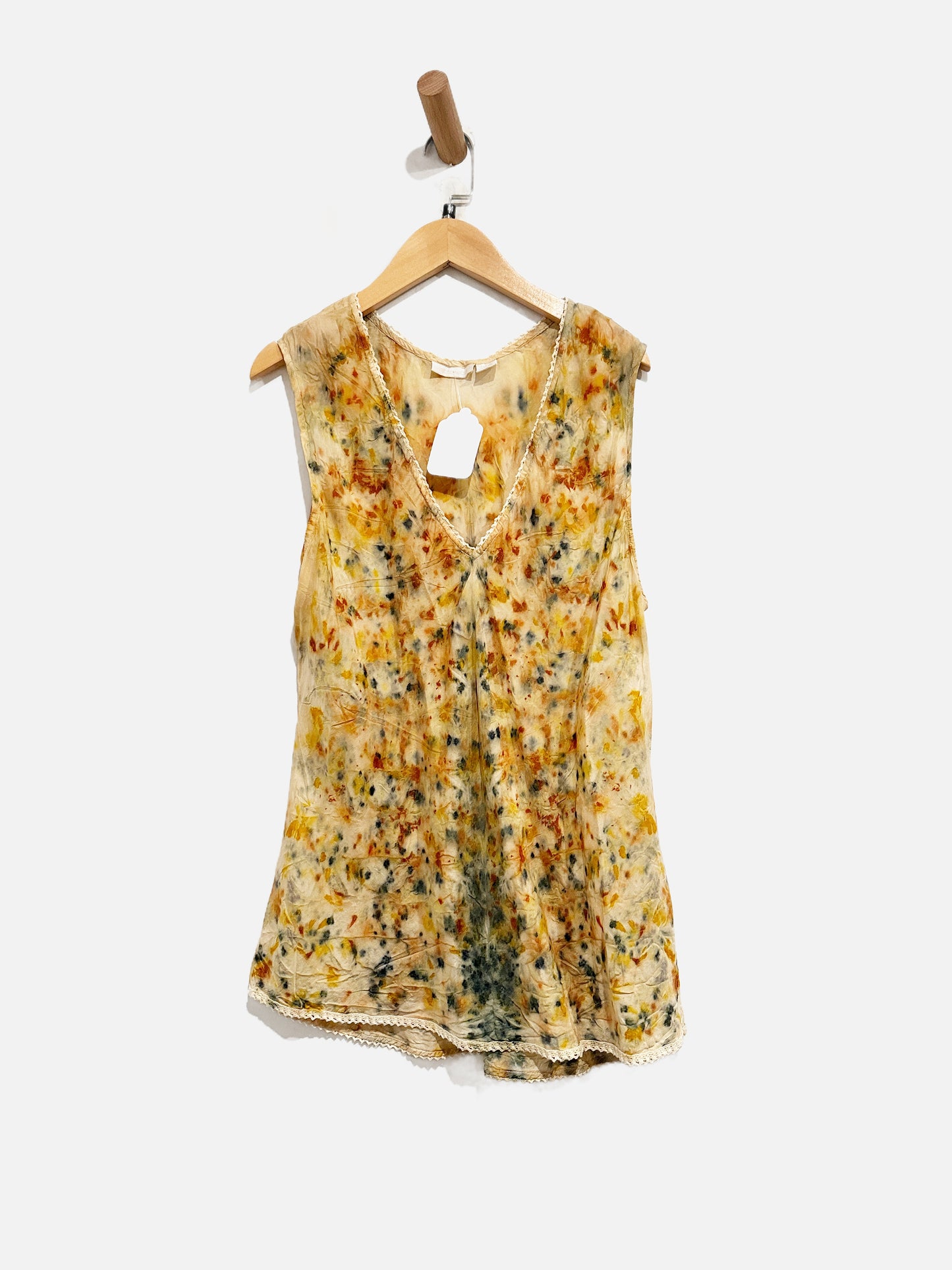 White Wash Silk Tie Dye Tank - Medium