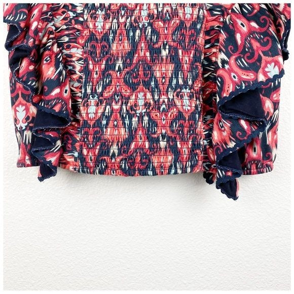 Anthropologie Let Me Be Smocked Cop Top Size Large
