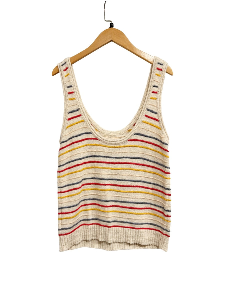 Madewell Scoop Sweater Tank in Allgood Stripe Pearl Ivory - Small