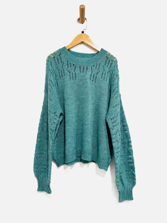 Molly Bracken Blue Knit Sweater - Small