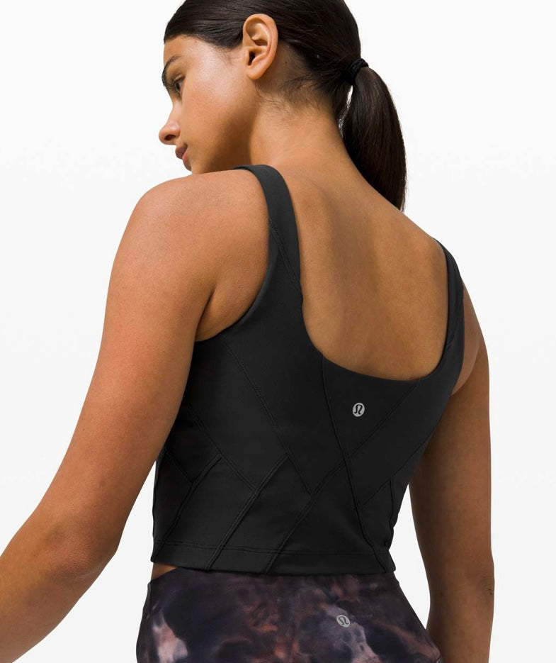 Lululemon Nulu Fold Tight Crop Yoga Tank Top in Black- 8