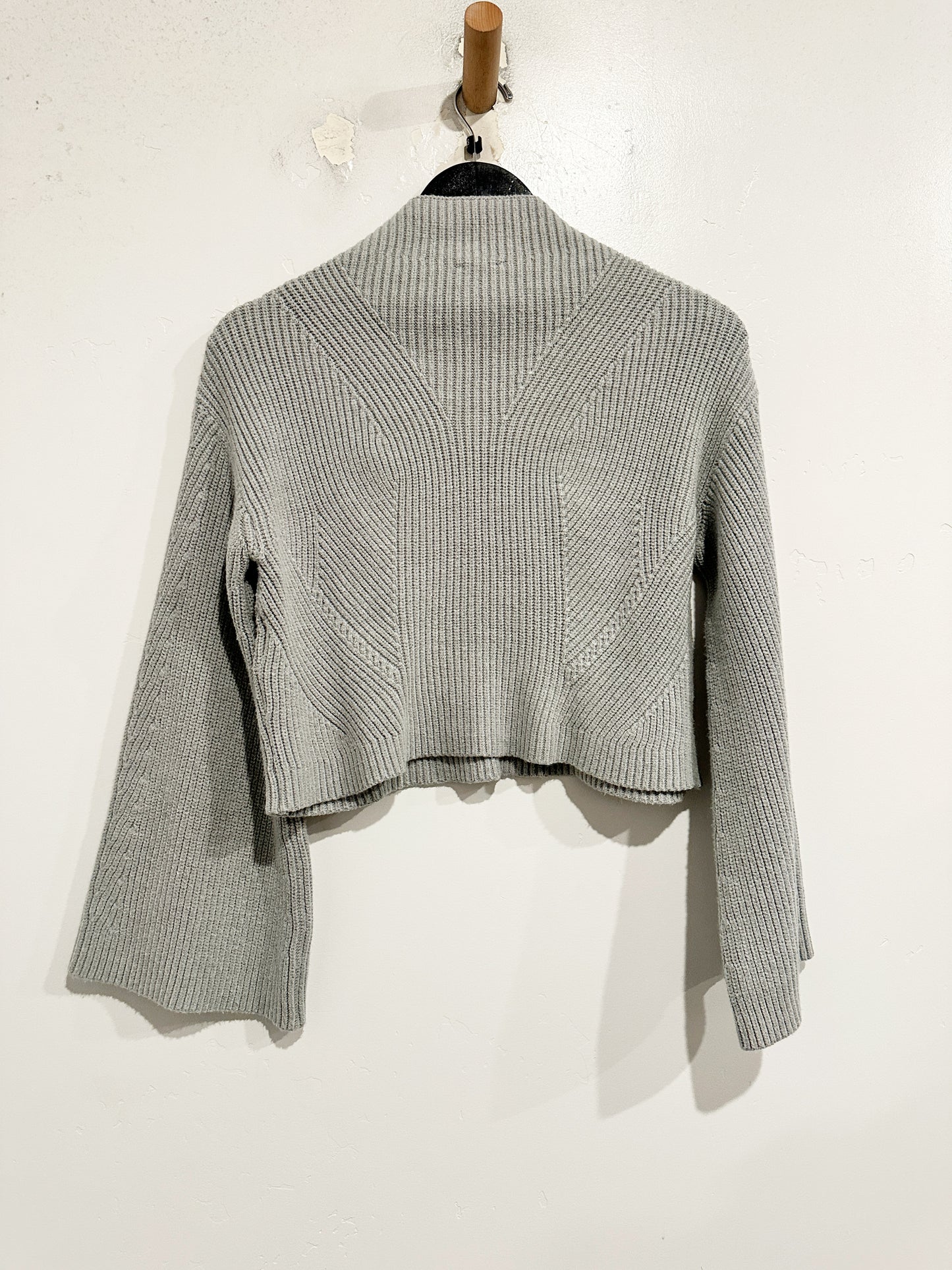 Anthropologie Maeve Katey Mock-Neck Bell-Sleeve Sweater in Grey