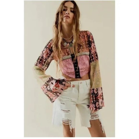 Free People Walk that Walk Blouse in Femme Combo Size XS