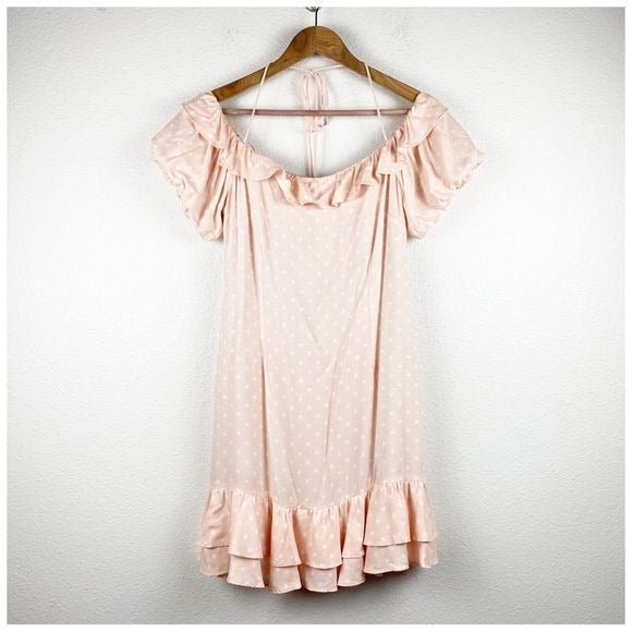 Wayf Pink Polka Dot Dress Size Medium