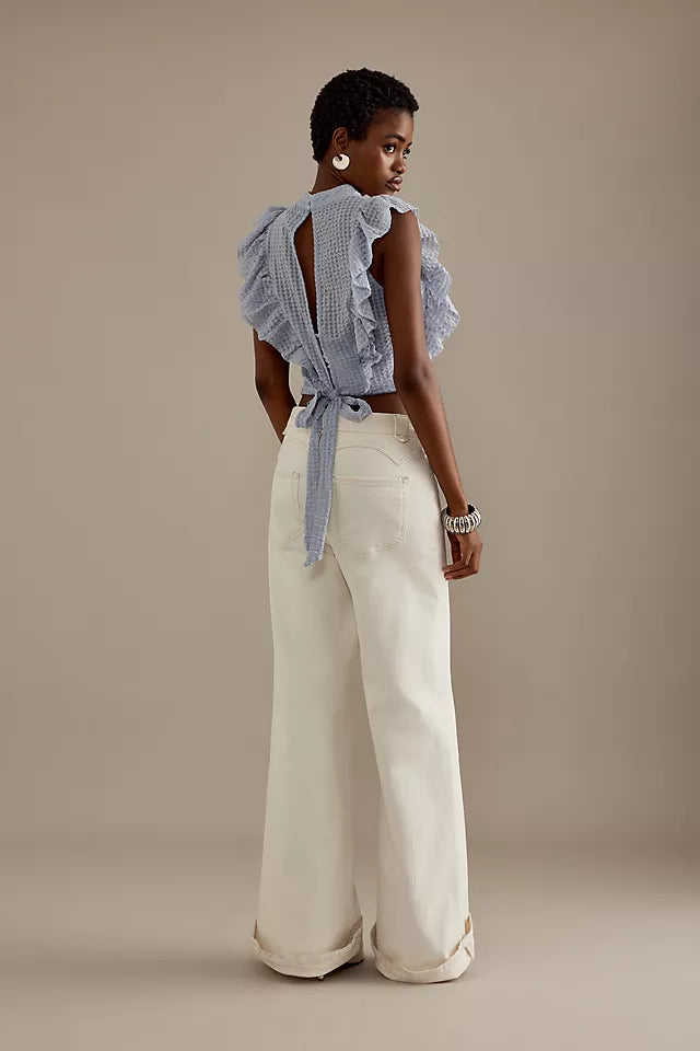 Anthropologie Maeve Blue Ruffle Tank - XS