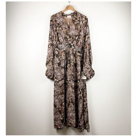 Bohme NWT Chaney Paisley Print Maxi Dress Size Large