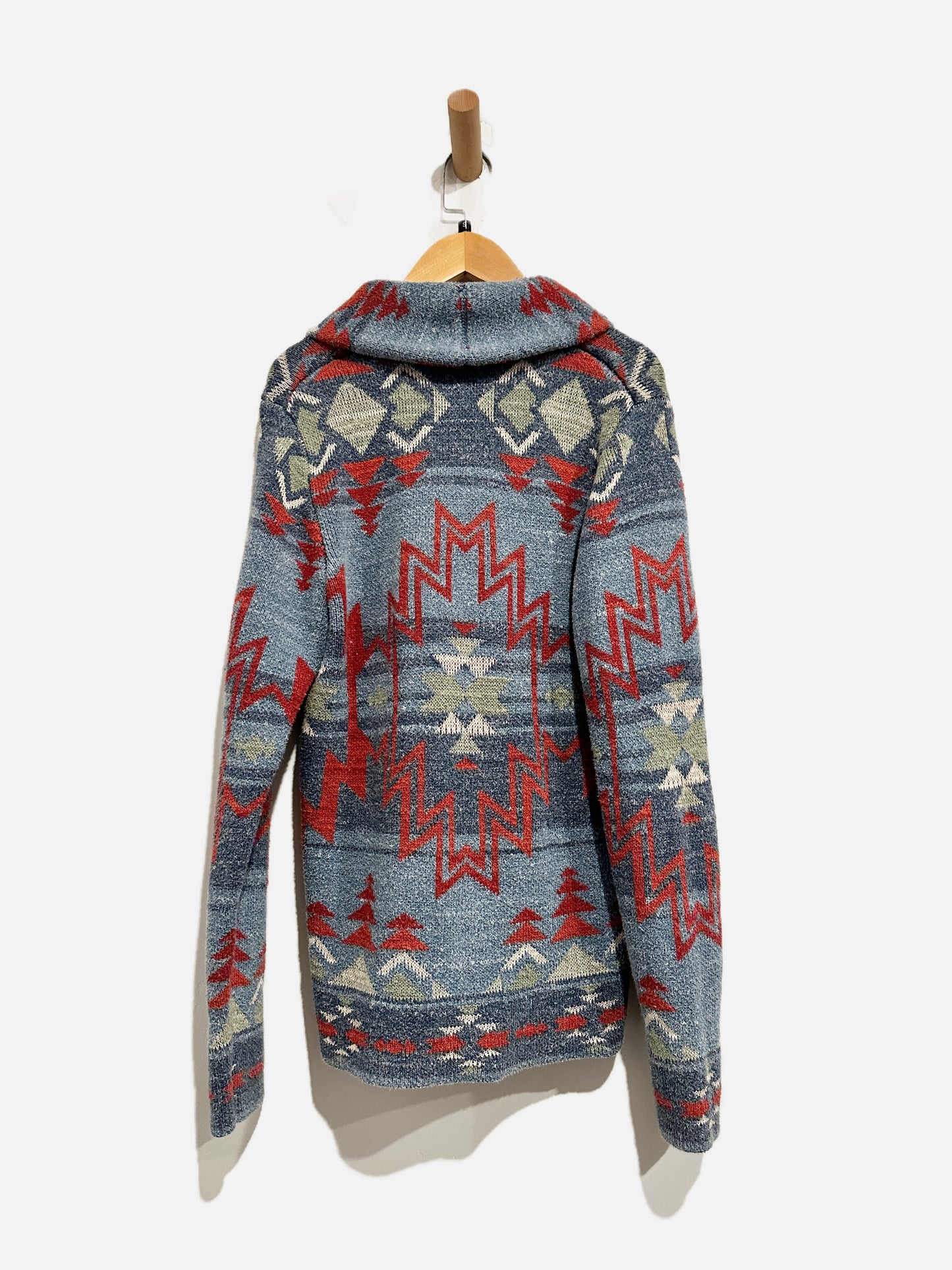 Lucky Brand Men’s Blue Aztec Printed Heavyweight Cardigan - Small