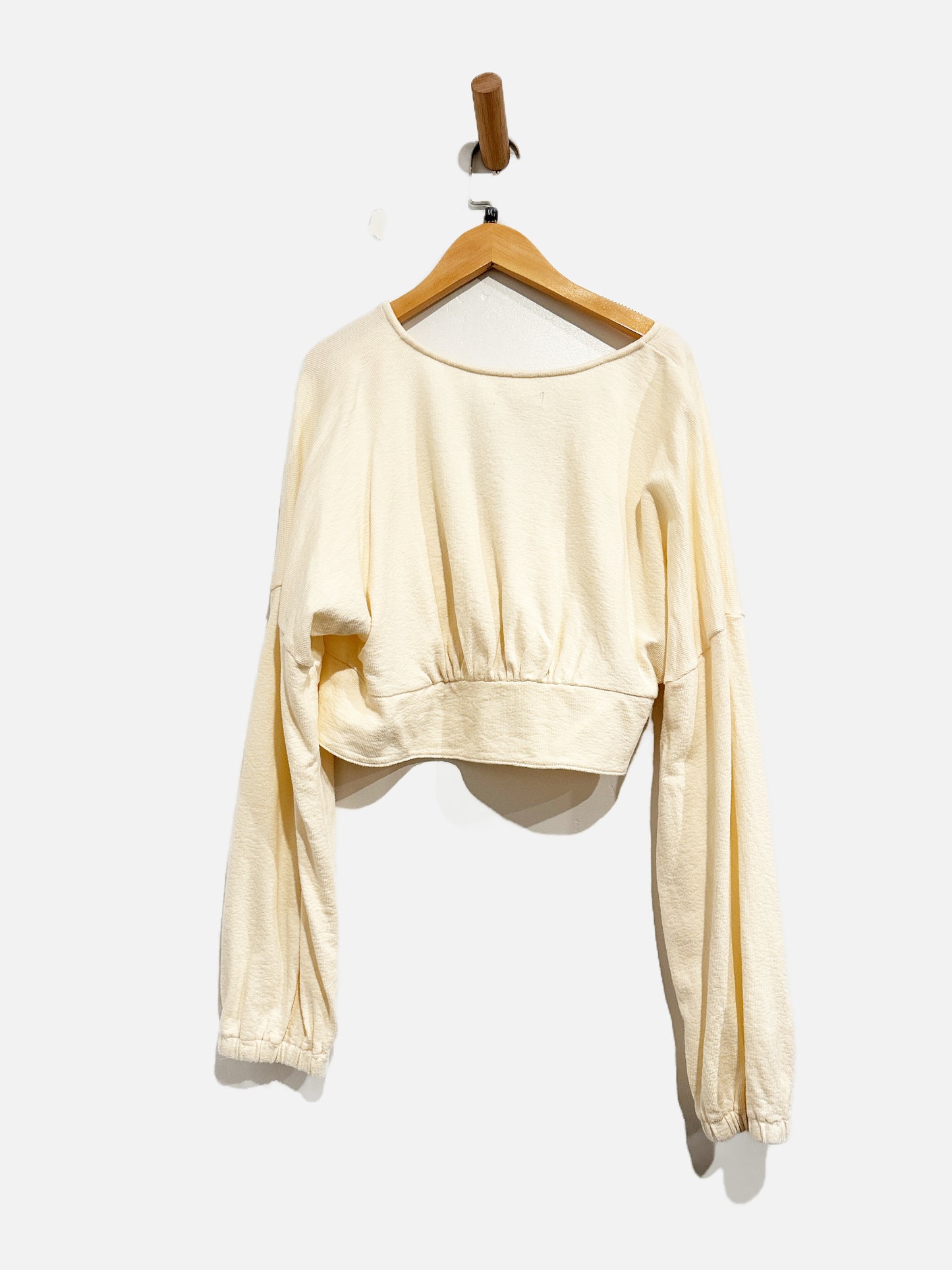 Madewell Cream Button Cropped LS Top - Medium