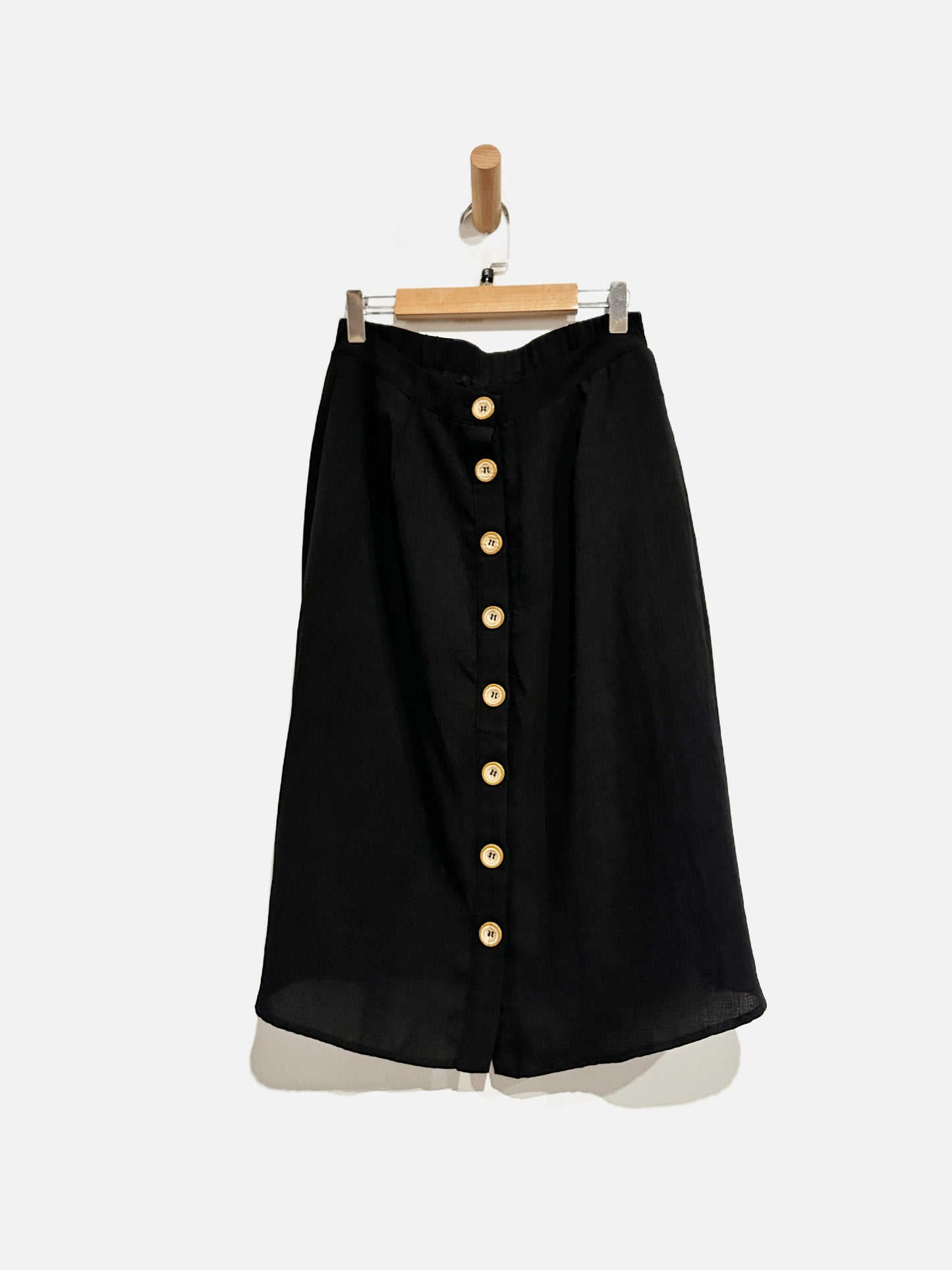 Lulus Black Button Front Midi Skirt Set - Small