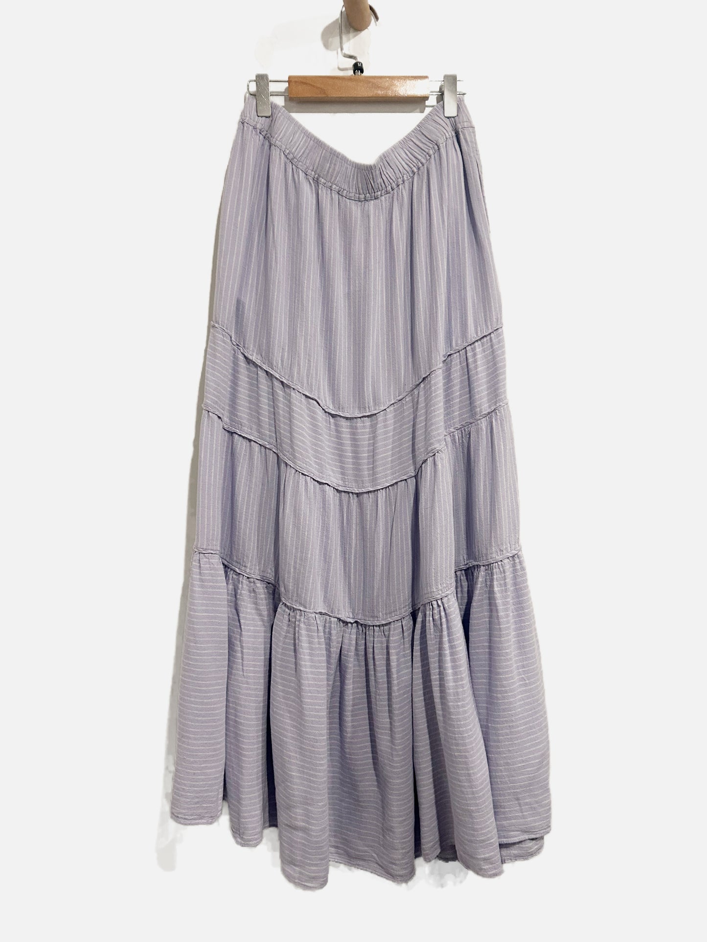 Madewell Purple and White Stripe Midi Skirt- Medium