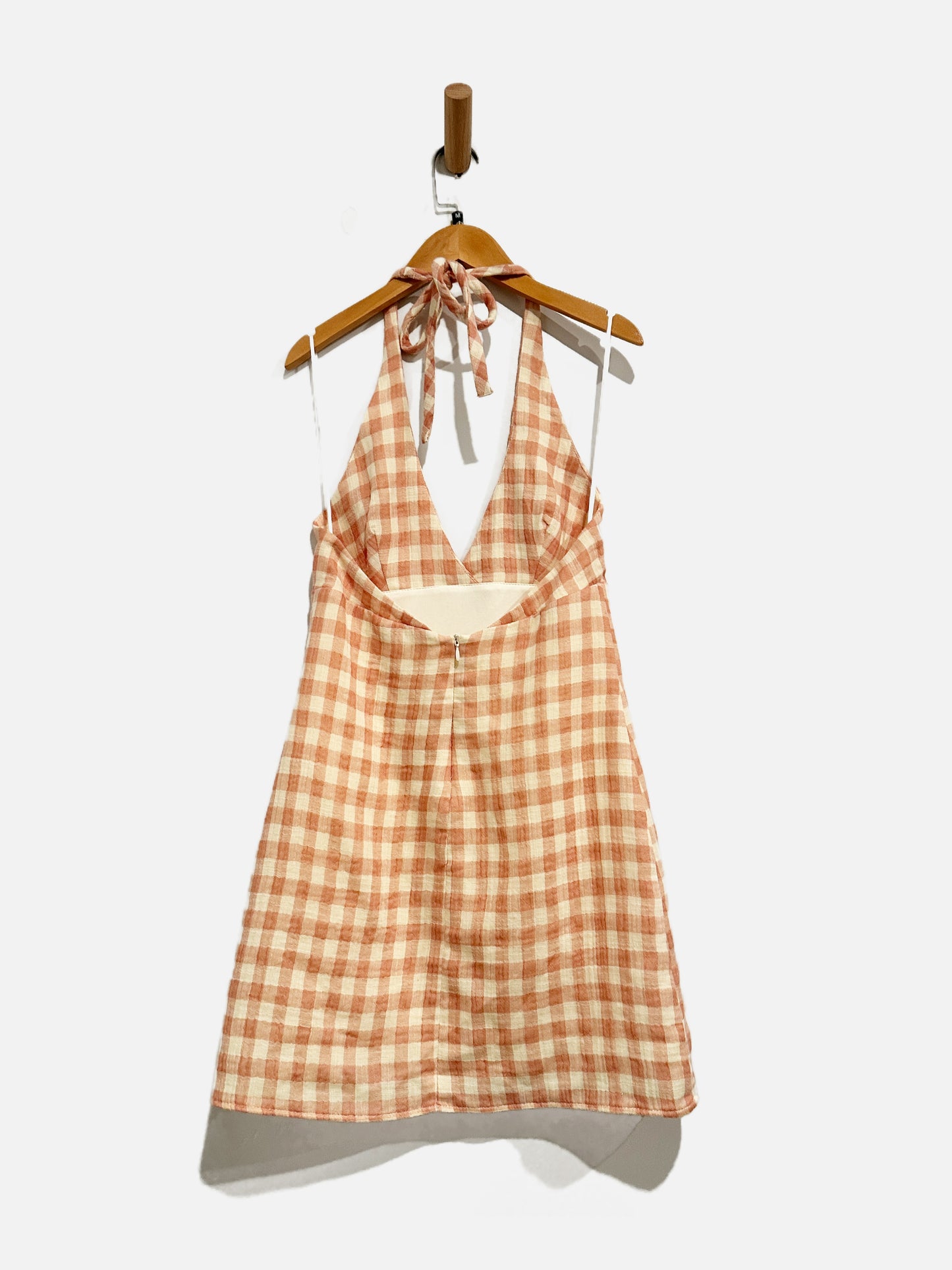 $$Zara Pink Plaid Halter Dress - Medium