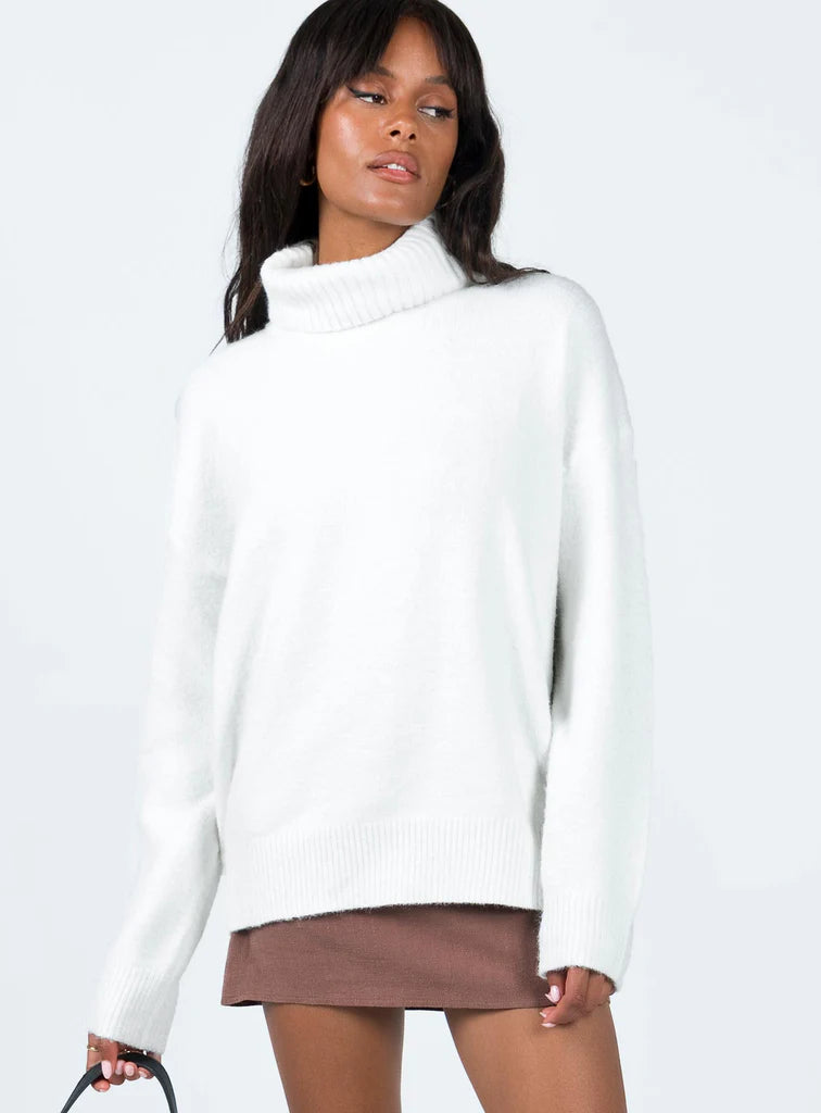 Princess Polly White Turtleneck Sweater - L/XL