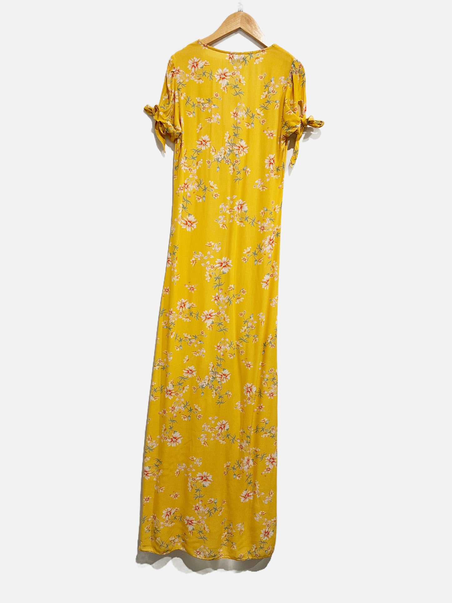 $$ Flynn Skye Yellow Floral Midi Button Down Dress - XS