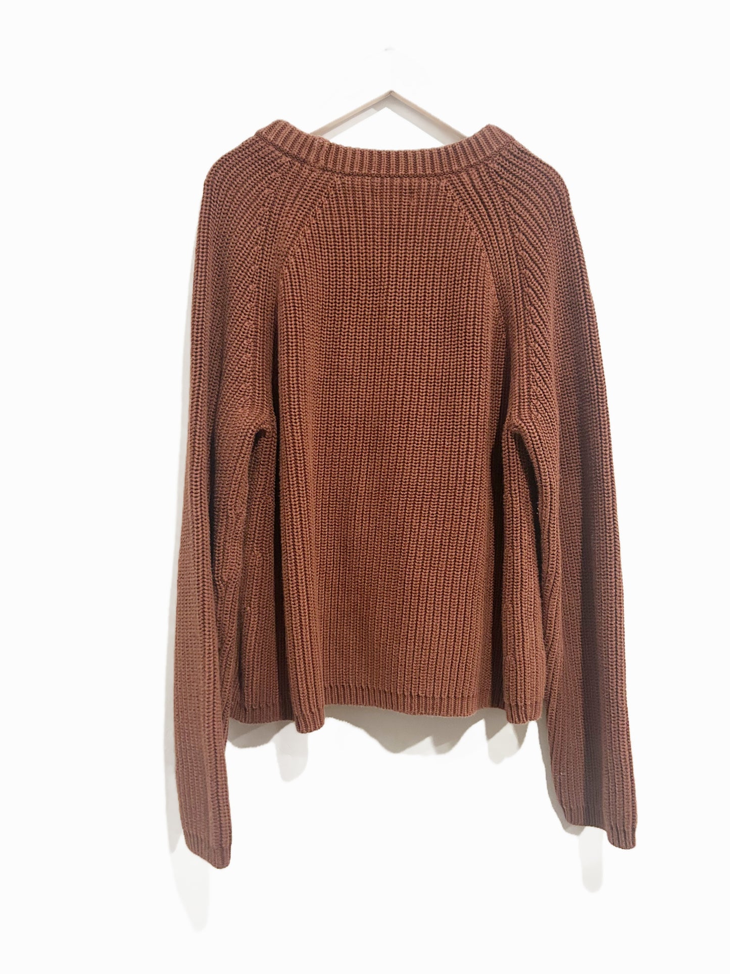 Quince Fisherman Crew Sweater in Redwood Brown - Large
