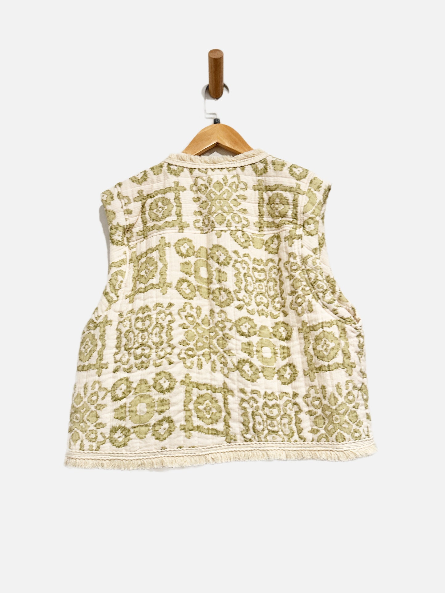 Anthropologie Damask Printed Vest in Green - Large