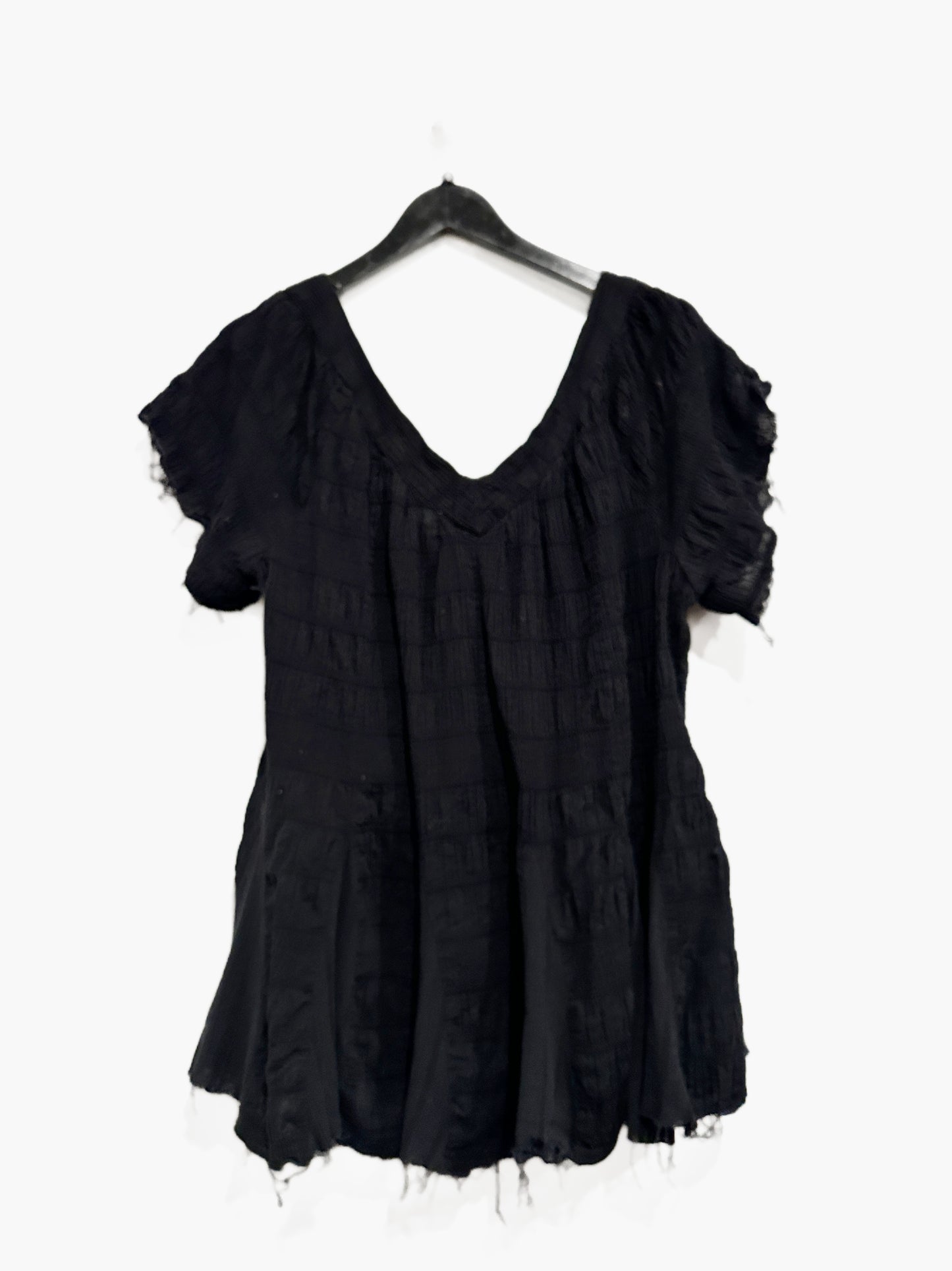 Free People Jolene Black Button Front Blouse - Medium