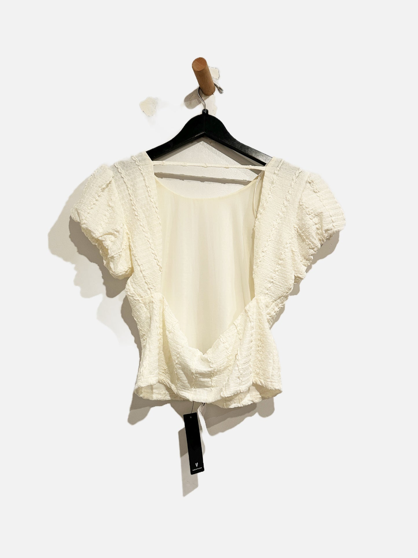 Lulus Truly the Sweetest Ivory Textured Knit Backless Puff Sleeve Top - Large