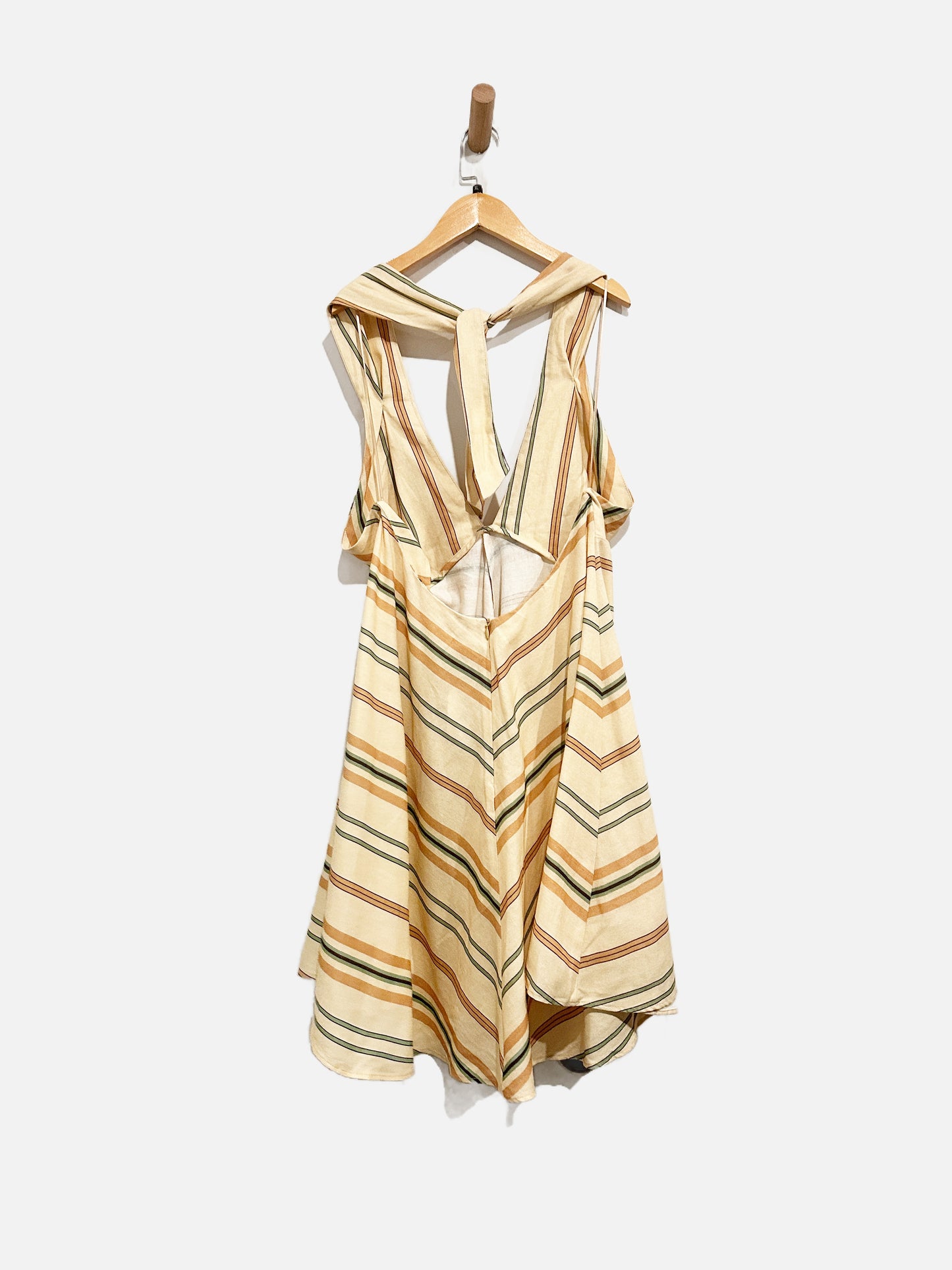 Zara Tan Linen Stripe Mini Dress - XL