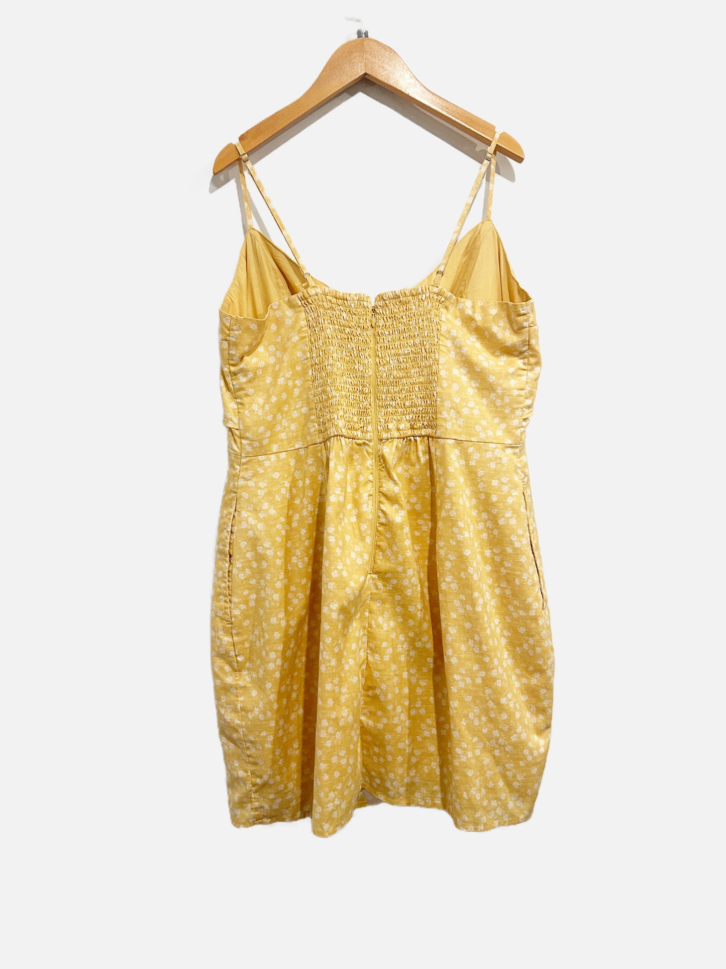 Abercrombie & Fitch Double Knot Cut Out Yellow Floral Mini Dress - Large