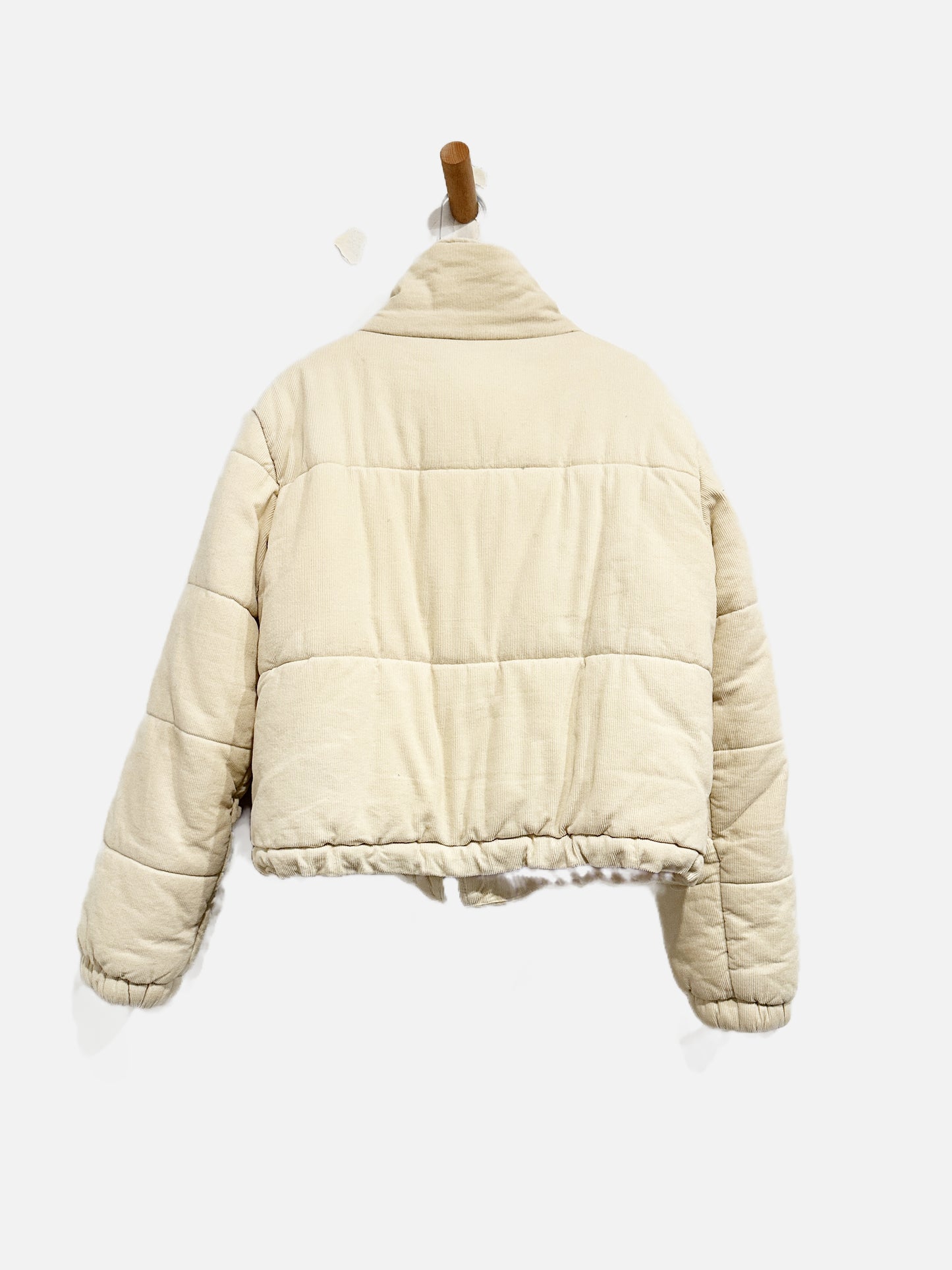 Polly Cream Corduroy Crop Puffer - 2