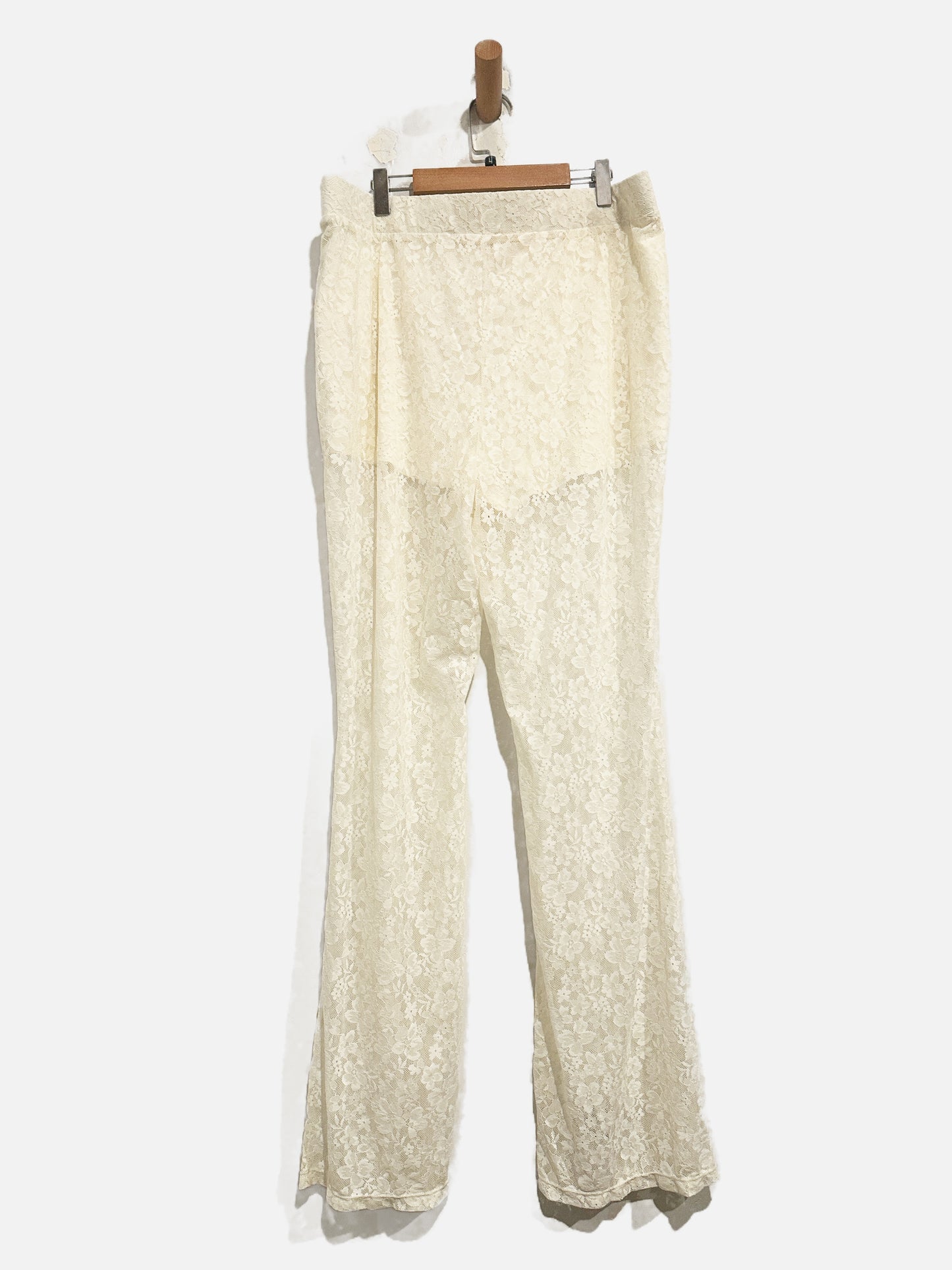 NWT Cream Lace Elastic Waistband Pants - Large