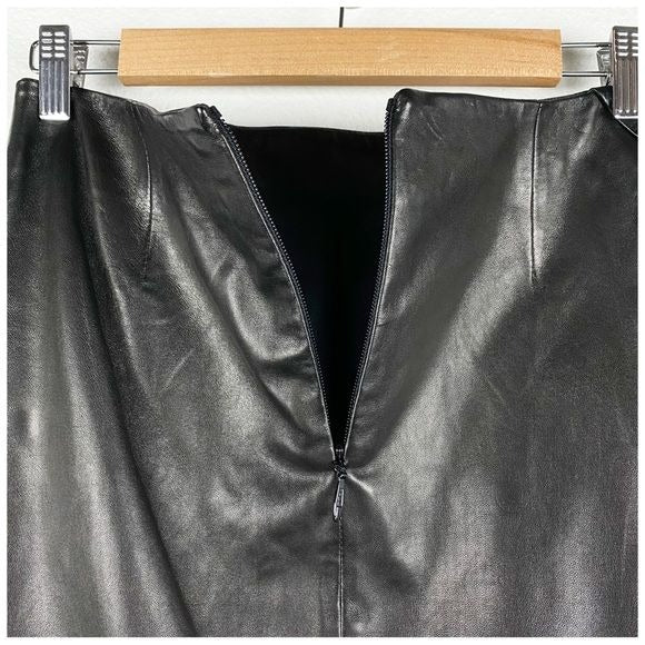Michelle Mason Leather Mini Skirt With Slit in Black Size 0