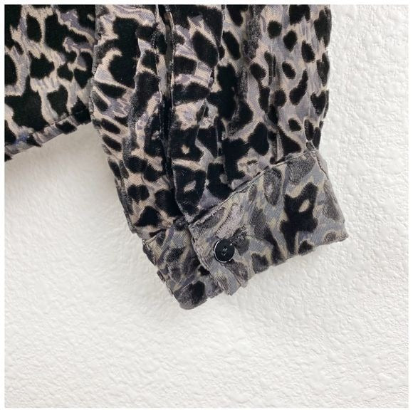 L'Agence Lydia Velvet Burnout Drape Front Leopard Print Top Size Medium