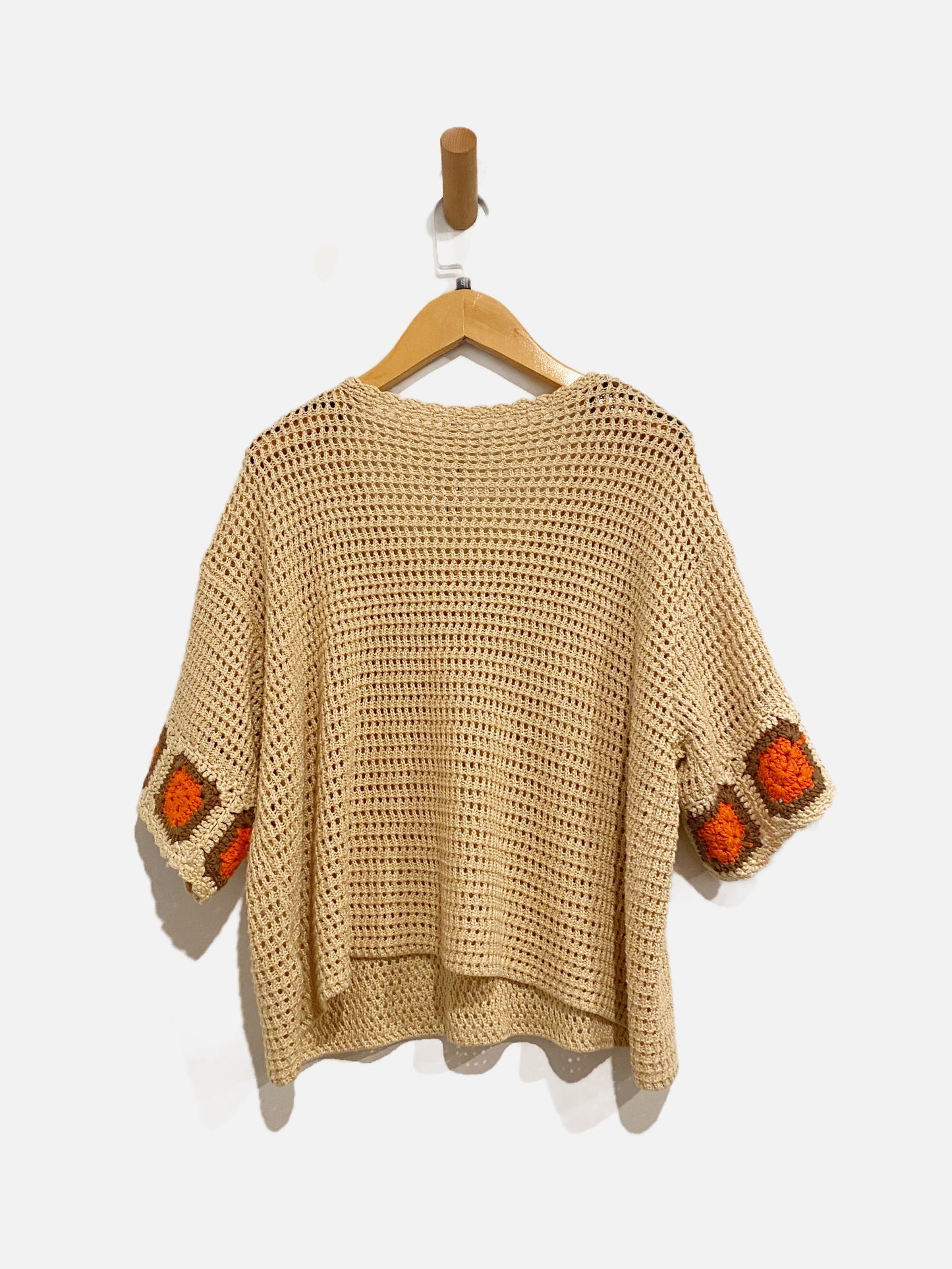 Revel Tan Crochet SS Top - Small