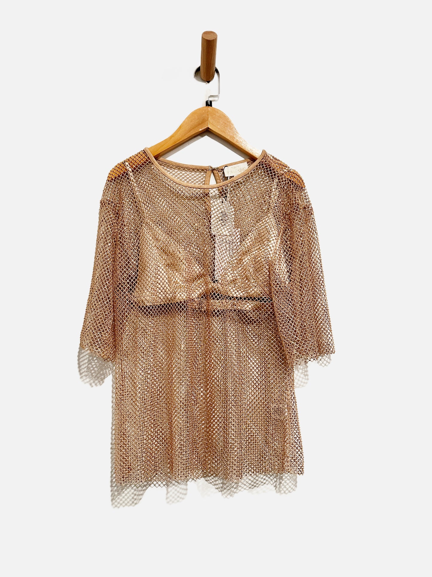 Torn by Ronny Kobo Pink Samm Studded Mesh Top - Medium