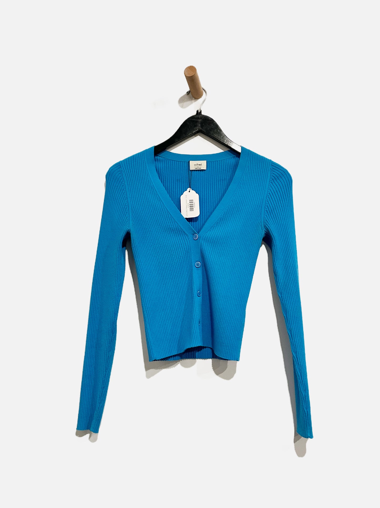 Aritzia Wilfred Adore Blue Ribbed Cardigan - Small