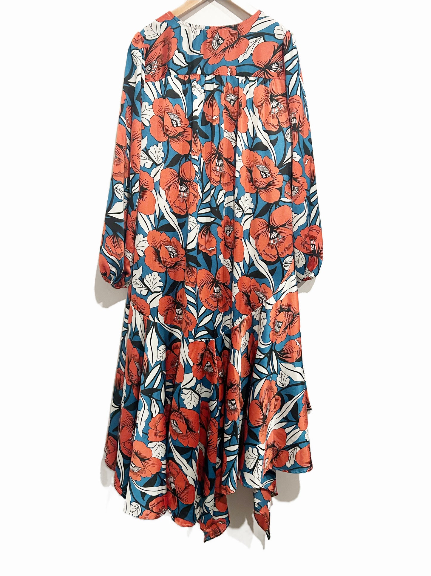 Reveuse Blue Floral Wrap Dress - Small