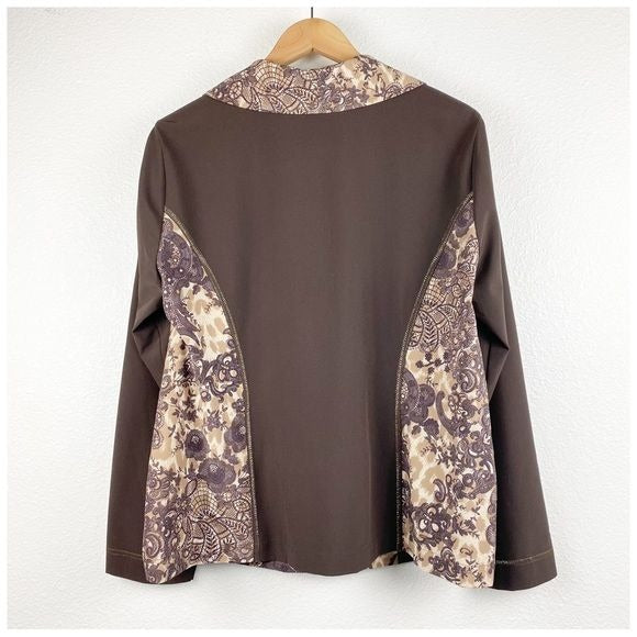 Zenergy by Chico's Brown Lace Print Jacket Size 2/Large