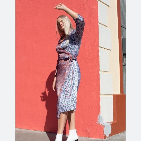 Rachel Antonoff Willow Wrap Dress in Leopard Size XS