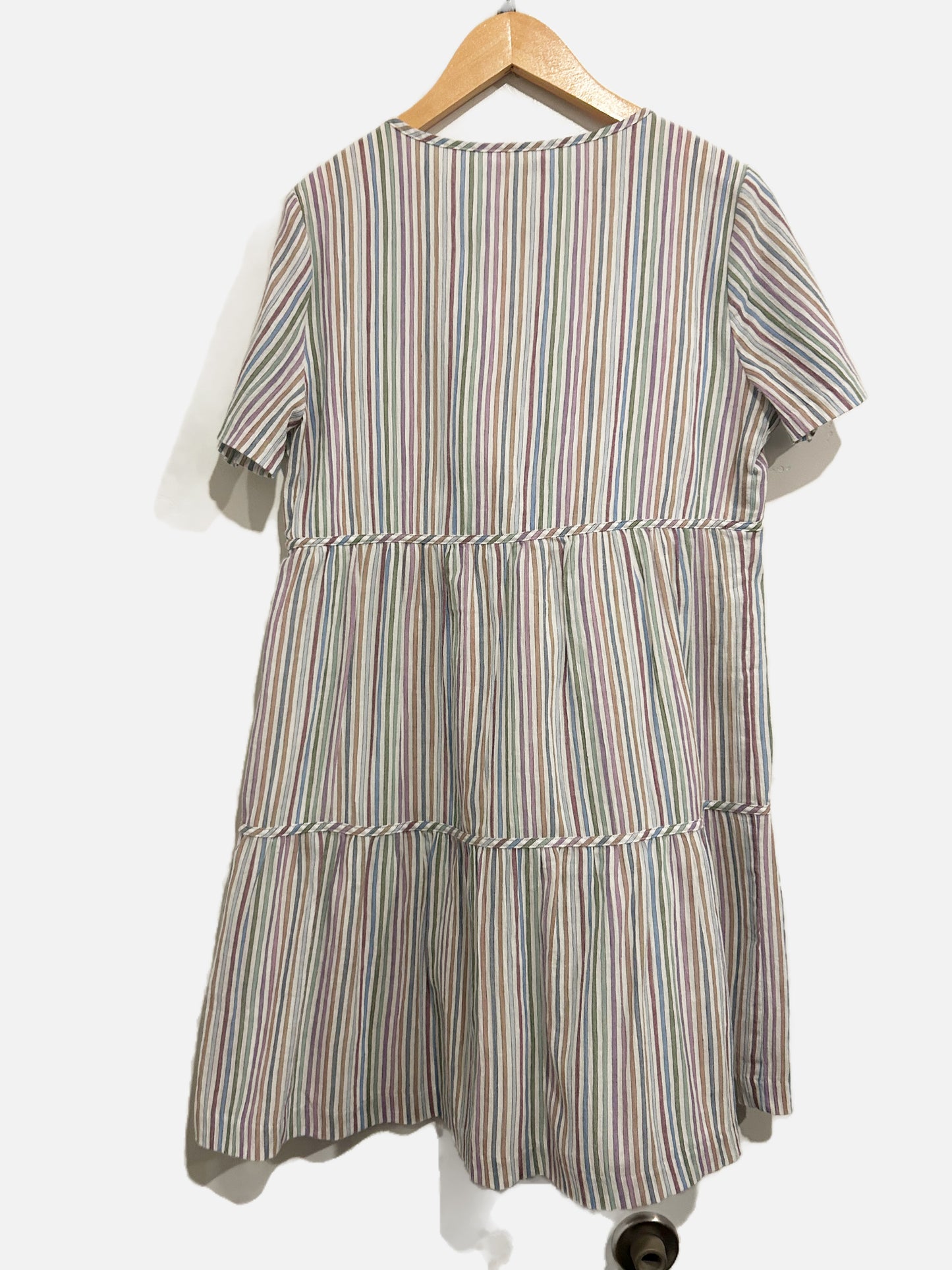 Madewell Striped Button-Front Tiered Mini Dress - XS