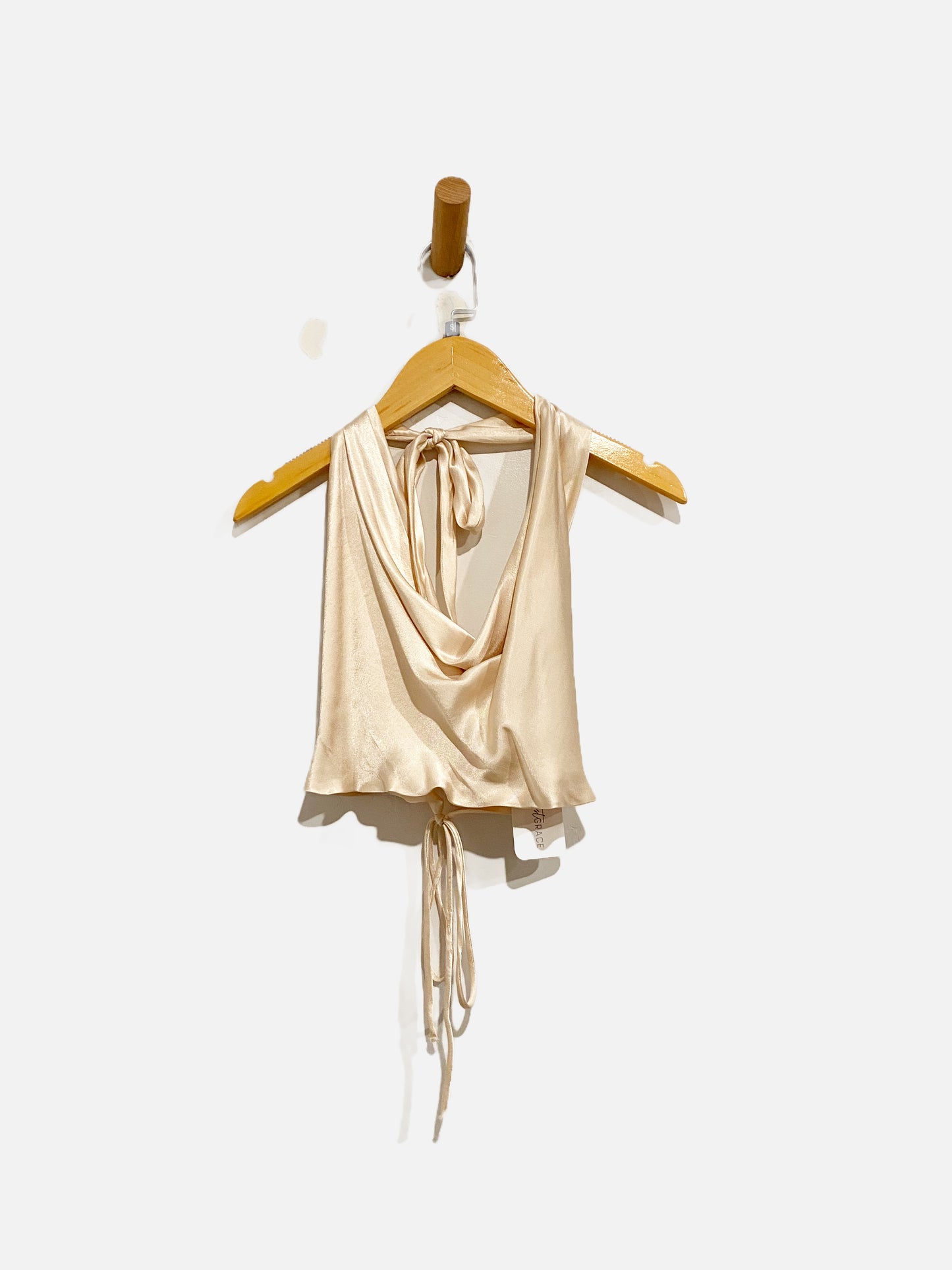 Zara Cream Satin Halter Top - Small