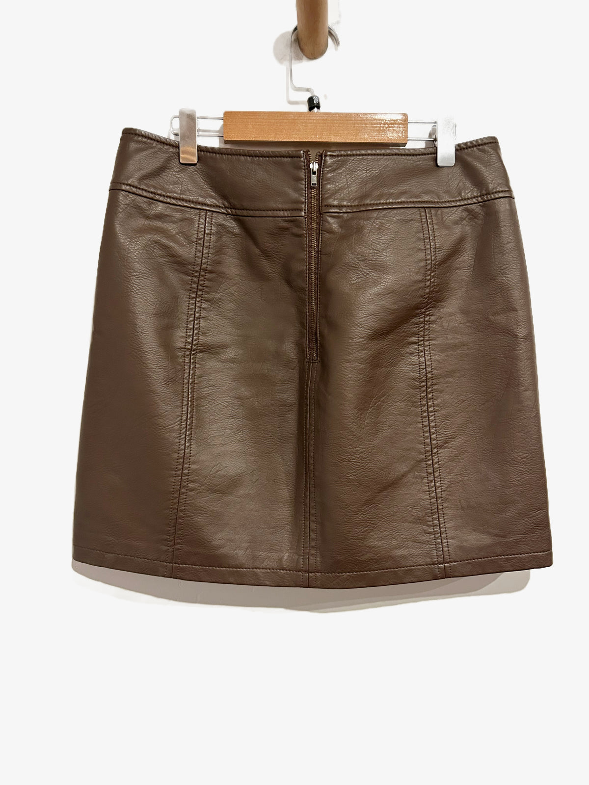 Free People Retro Bodycon Vegan Leather Mini Skirt in Brown - 8