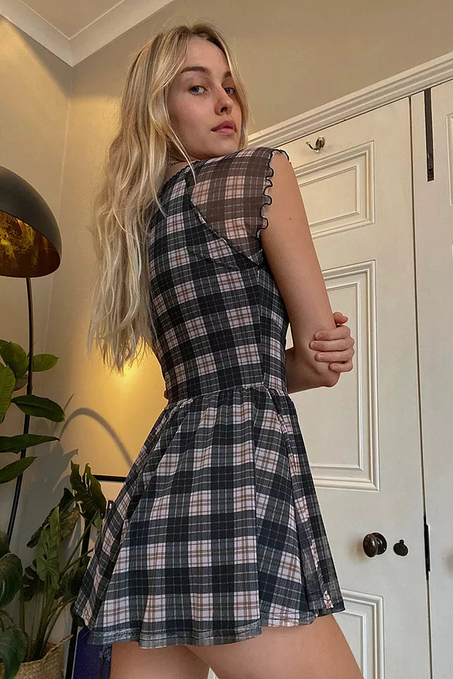 Urban Outfitters Plaid Ruffle Romper - Small