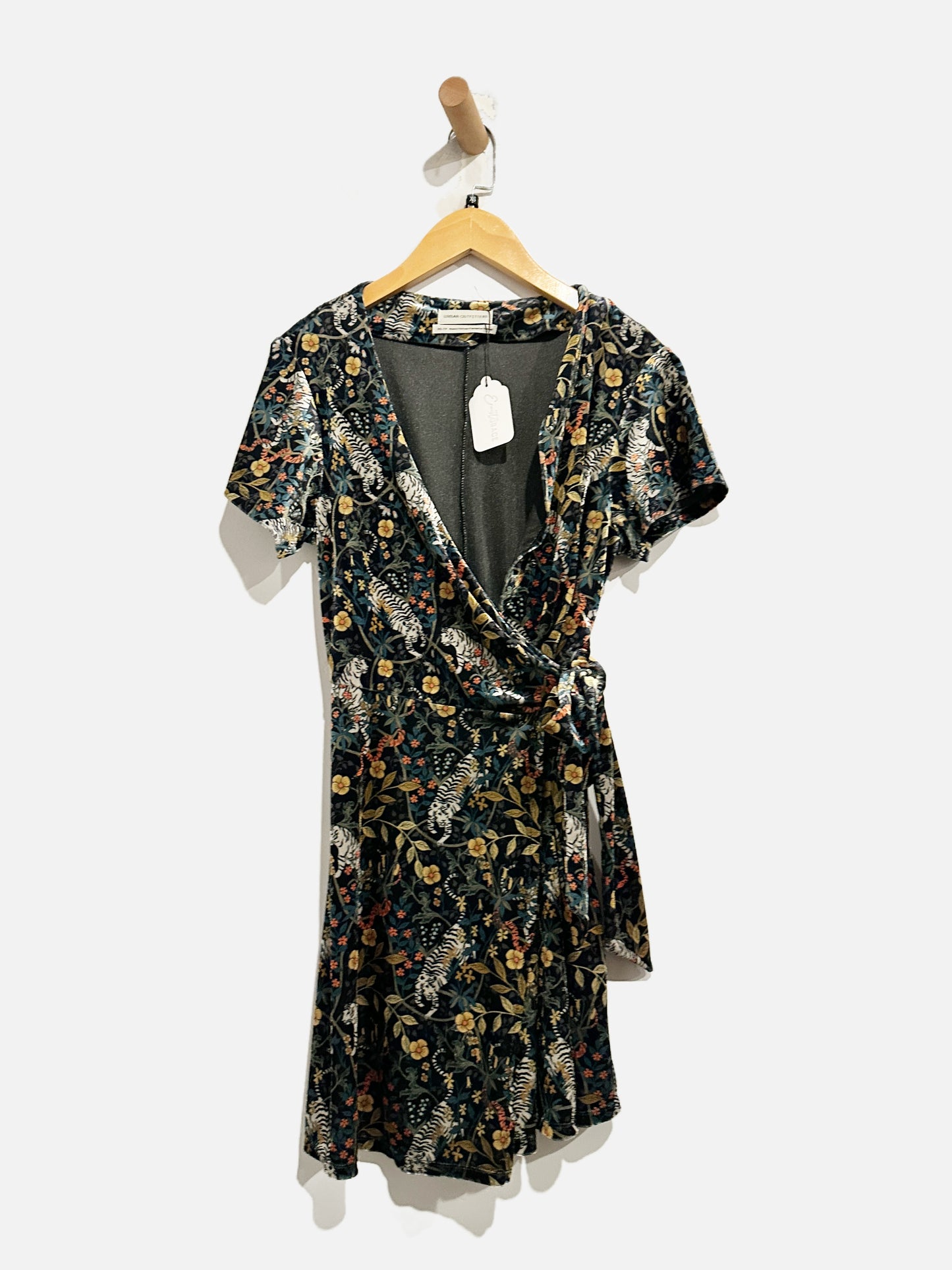 Urban Outfitters Black Velvet Mini Wrap Dress - XS